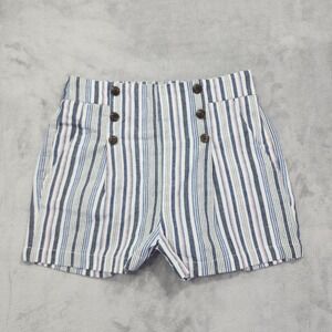 Simply Blessed Shorts Womens M Blue Striped Sailor Nautical‎ Button Front Casual